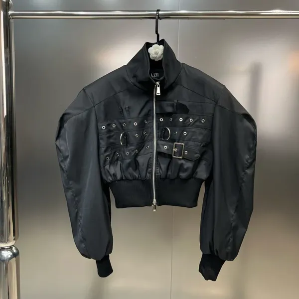 Damenjacken Prepomp 2023 Herbst Ankunft Langer Puffärmel -Standkragen Metall Ringgürtel Design Jacke Frauen Mantel GL228