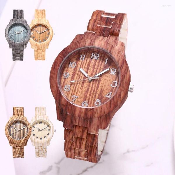 Pulseira de pulsea Bambu Casual Bracelet Women Women Wooden Woodes quartzo senhoras relógio feminino