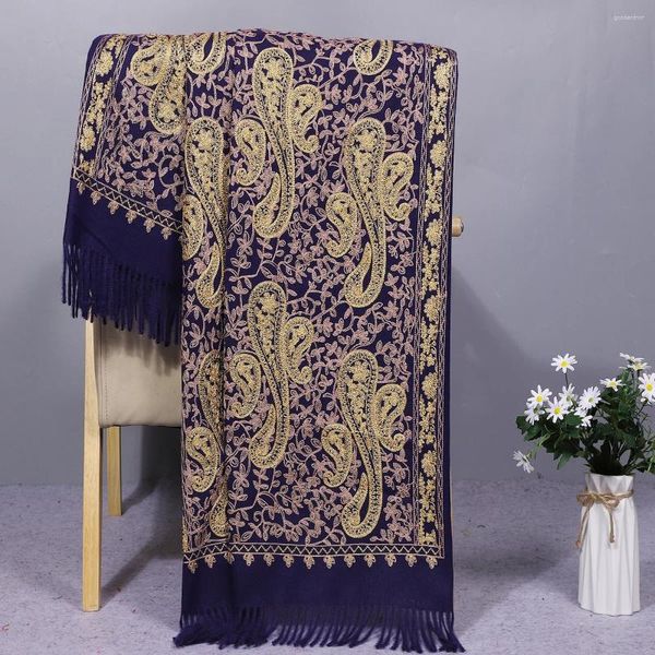 Lenços Nepal Estilo Ético Bufanda Pashmina Cashmere Mistura Mulheres Flor Impressão Capas Clássica Borla Echarpes Cobertor Femme