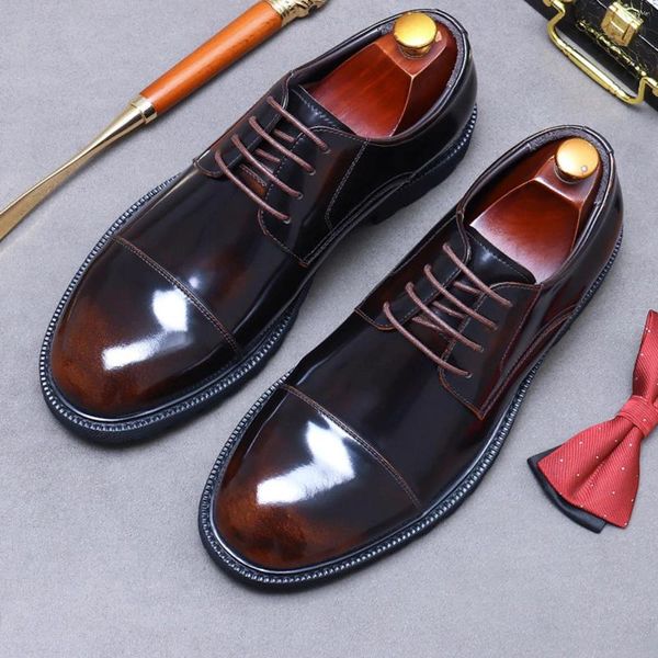 Sapatos de vestido homem luxo feito à mão preto derby couro genuíno negócios primavera/outono redondo teo oxford formal tamanhos grandes 24