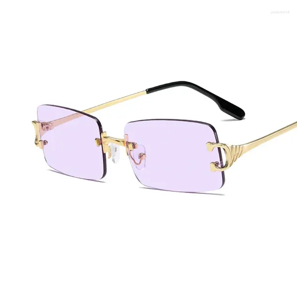 Sonnenbrille Mode Rechteck Randless Woman Brand Designer Vintage Rotblaugrün Objektiv Brillen Männer Schattierungen UV400 Sonnenbrillen