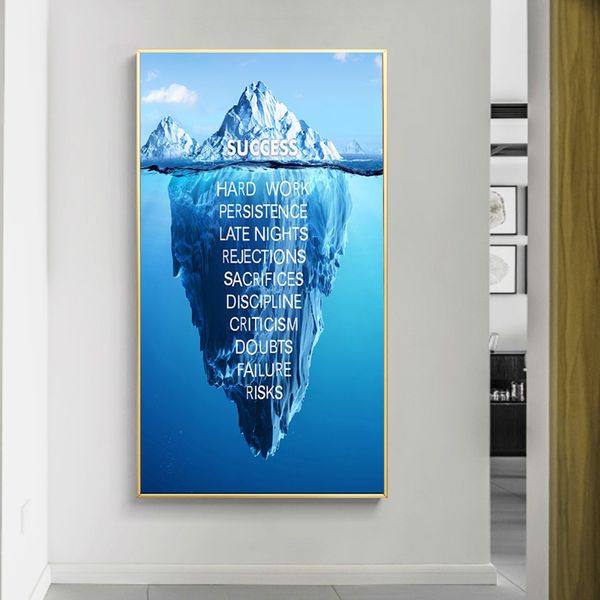 Canvas pintando iceberg nórdico de sucesso Posters inspiradores modernos e impressões de artigos de arte de parede para decoração da casa da sala