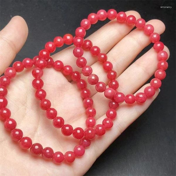 Link pulseiras natural vermelho rodonita contas redondas para quartzo rhodochrosite pulseira feminino meninas jóias pedra preciosa 1 pçs 7.5mm