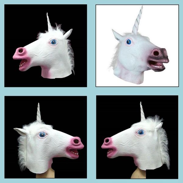 Máscaras de festa Py Animal Horse Head Máscara Halloween Costume Teatro Prop novidade Latex Rubber Christmas Cosplay Funcy Dress Helme DHN5i