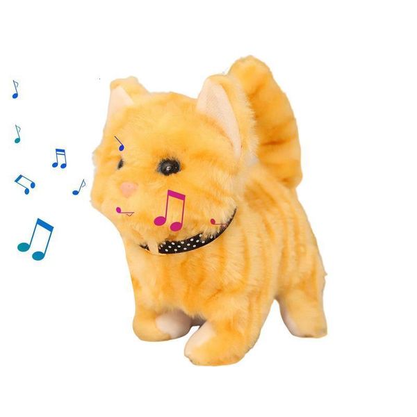 Electric/RC Antry Electric Cat Plush Toy Walking Bay Kint Pet Dog с батареей подарком на день рождения для мальчика Kawaii Electronic Plush Toys 230414