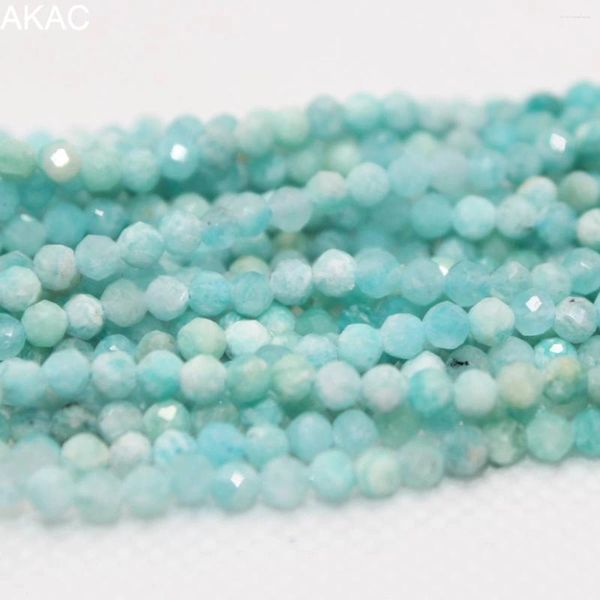 Pietre preziose sciolte 5 fili circa 3 mm Perline sfaccettate di amazzonite naturale per gioielli fai da te Design all'ingrosso