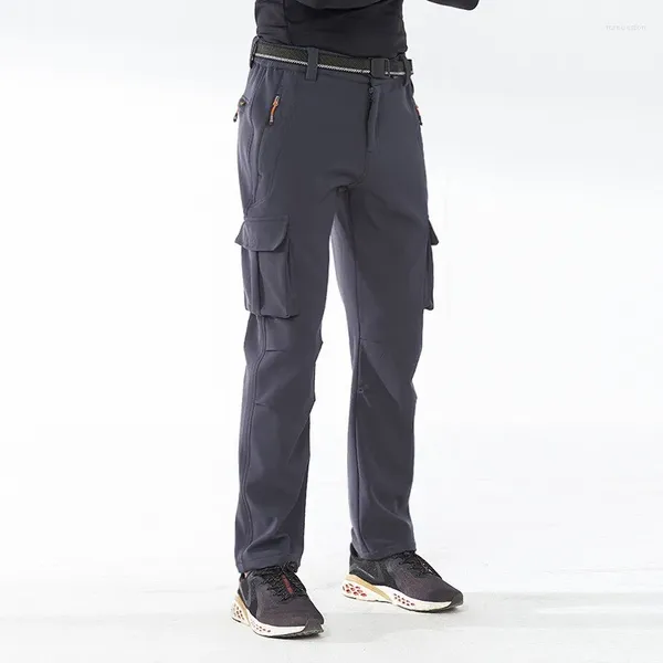 Pantaloni da uomo Elastici Impermeabili da Trekking per il Calore Invernale Ricarica Sportivi da Esterno Antivento Cargo da Uomo