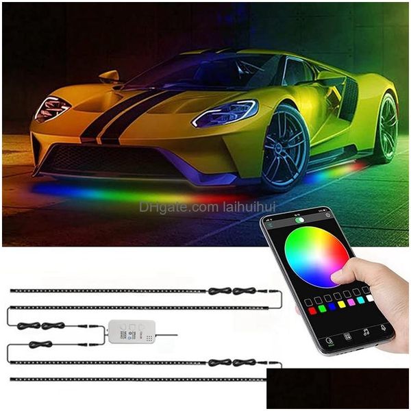 Luci decorative Interne Esterne Auto Symphony Telaio Luce Controllo vocale App Colorf Streaming Marquee Trim Led Ambient Per Suv T Dhzii