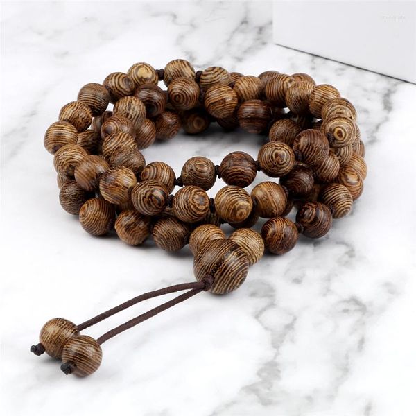 Strand 8mm Bracelets de miçangas de madeira para homens Mulheres naturais de panzolas budistas de sândalo Bulbões de oração de madeira Mala colares de charme de charme presentes