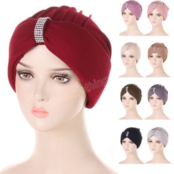 Afrikalı Kadınlar İçin Elmaslar Müslüman Müslüman Saç Destesi Şapkası Bonez Kemo Kapak Başlık Femme Headwrap Eşarp