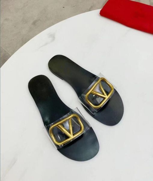 Designer Fashion New Damen Sandalen Signature Grain Leather Dekoratives Element Hausschuhe