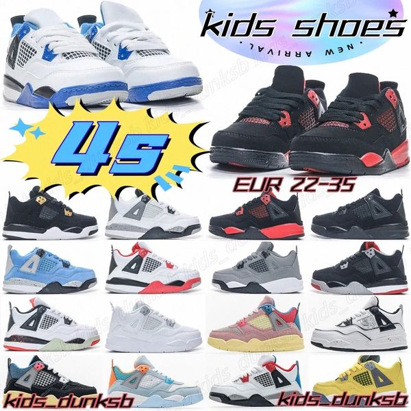 scarpe per bambini 4s bambino Scarpe da basket Black Cat Jumpman 4 ragazzi giris Cool Grey allevato Bianco Fuoco Rosso Militare Motorsports illuminazione bambini Scarpe da ginnastica per giovani