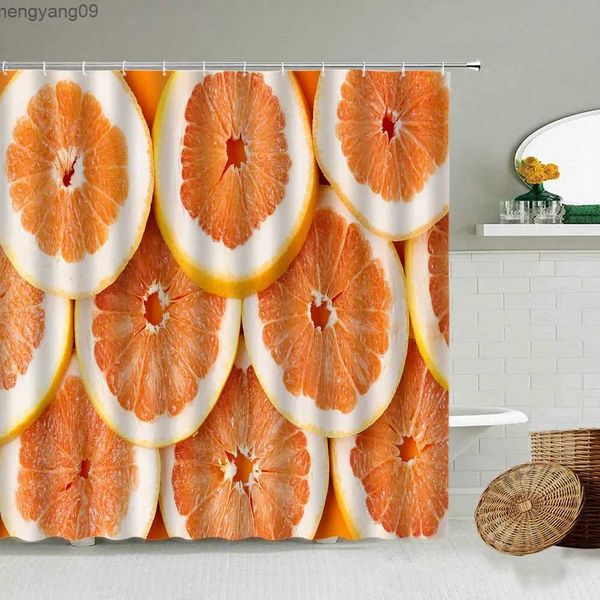 Cortinas de chuveiro frutas frescas cortina de chuveiro abacaxi laranja morango verão tema banheiro parede deco com à prova dwaterproof água lavável r231114