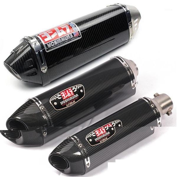 Tubo Di Scarico Auto Dvr 51Mm Moto Per Yoshimura Marmitta Finta Fibra Di Carbonio Acciaio Fuga Moto Pitbike Benelli Trk 502 C Dhjzi