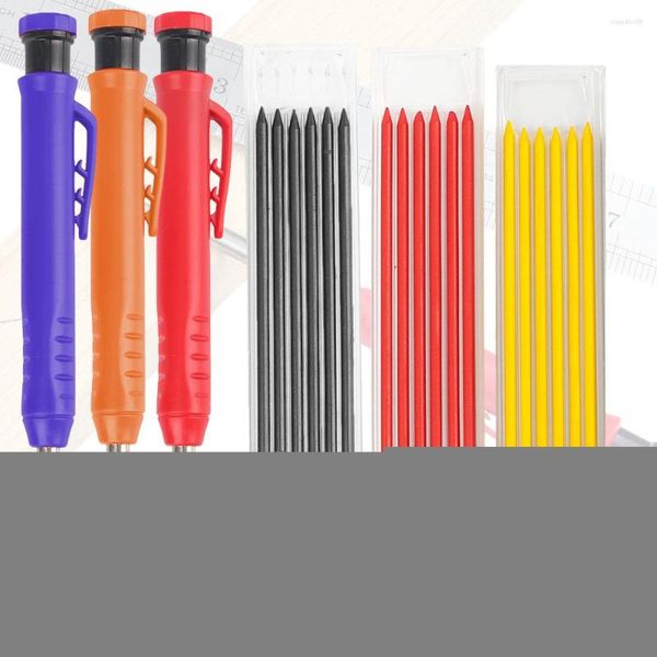 1Pcs Solid Carpenter Pencil Refill Leads Built-In Sharpener For Deep Hole Mechanical Marker Marking Woodworking Tools