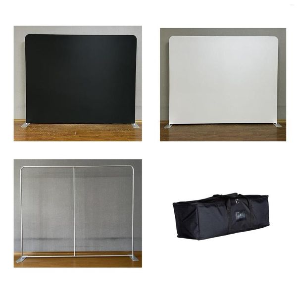 Decorazione per feste 10ftx8ft Telaio in alluminio / Stand Sfondo bianco e nero Po Booth Sfondo di compleanno con borsa per il trasporto