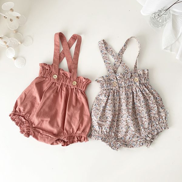 Overalls Mädchen Solide Shorts Sommer Big Pp Suspender Abnehmbarer Overall Floral Thin Soft Riemchenhose Casual Two Wear Butt Pants 230414