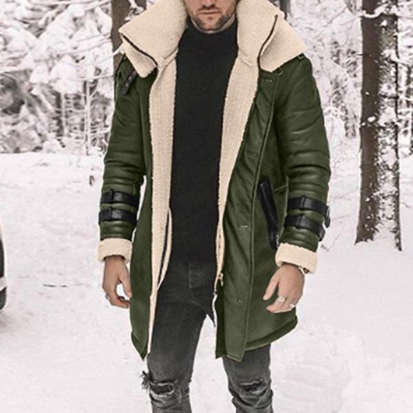 Giacche da uomo Tela cerata Cappotto invernale da uomo Colletto con bavero Manica lunga imbottito Uomo Spessore Casual Vino Per