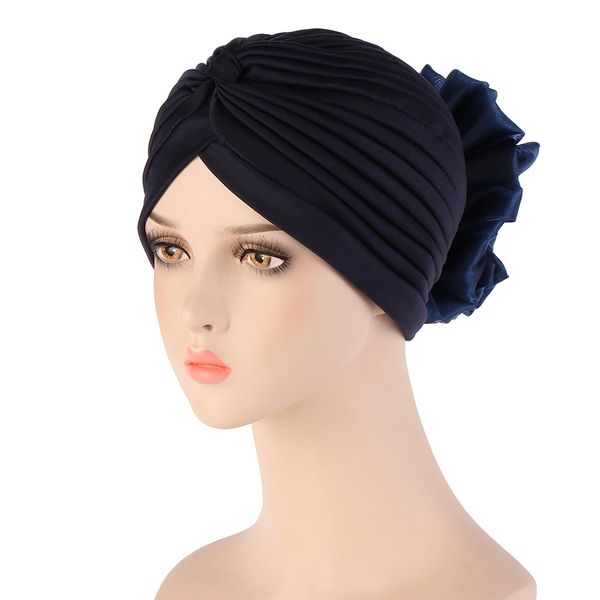 Mulheres Turbano Muçulmano Big Flor Hat India Cap Hap Hat para cabelos Hijab Hijab Islâmico Islâmico Árabe embrulhado Capão