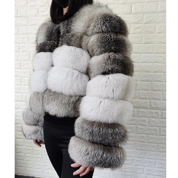 Pele feminina falso maomaokong 2023 natural real casaco feminino jaquetas de couro de luxo inverno roupas femininas prata peludo colete 231114