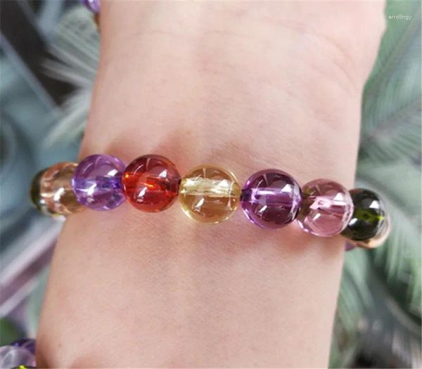 Pulseira de cristal natural doce pulseira de sete cores zircão bola corda genuína para homens e mulheres