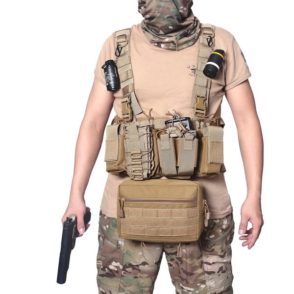 Equipamento tático ao ar livre roupas equipamento de peito airsoft caça colete molle bolsa simples revista tático bolsa transportadora treinamento uniforme combate