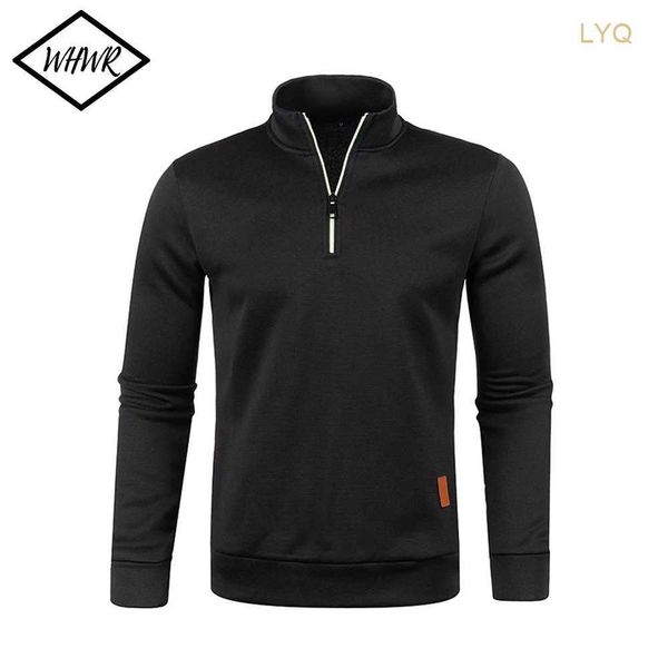 Herrenpullover, Herren-Sweatshirts, Frühling, dickerer Pullover, halber Reißverschluss, Pullover für Herren, Kapuzenpullover, Herren-Sweatshirt, Herbst, einfarbig, Rollkragenpullover