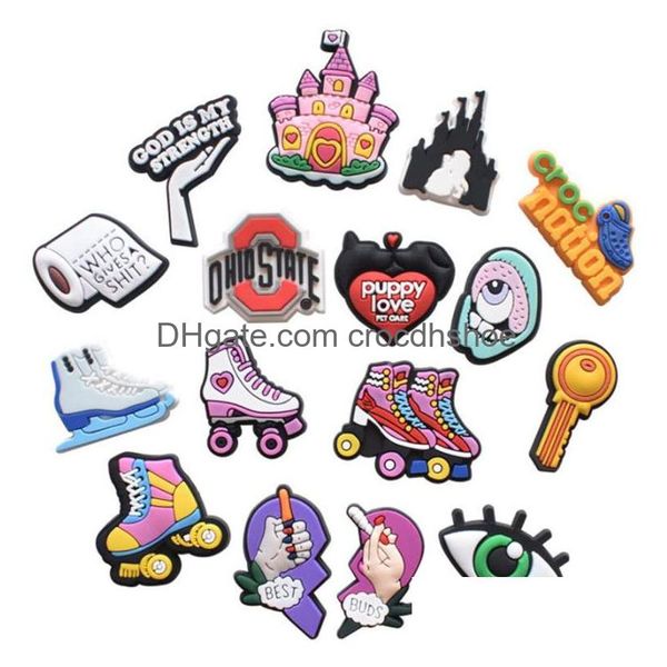 Schuhteile Zubehör Er 9 Styles Croc Charms Pink Clog Charm Pvc Gummi Schuhe Schnallen Persönlichkeit Logo Dekoration Drop Delivery Otivk