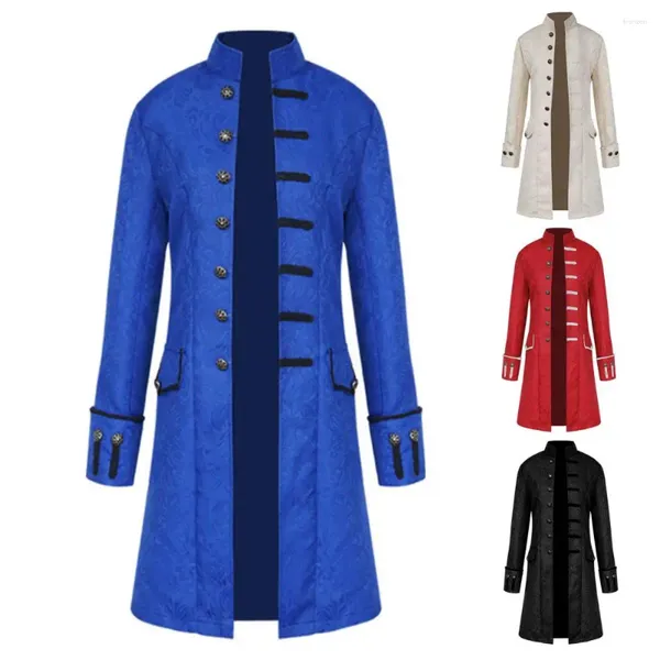 Ternos masculinos Trench Coat Top Men Outwear Jacquard Slim-fitting Pure Color Mid-length Overcoat