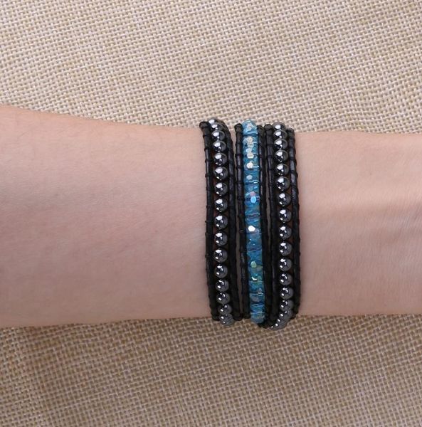 Tennisarmbänder KELITCH Miyuki Beads 3 Wrap Kristall für Frauen Elegantes Manschetten-Leder-Strang-Armband Trendige Schmuckdekorationen