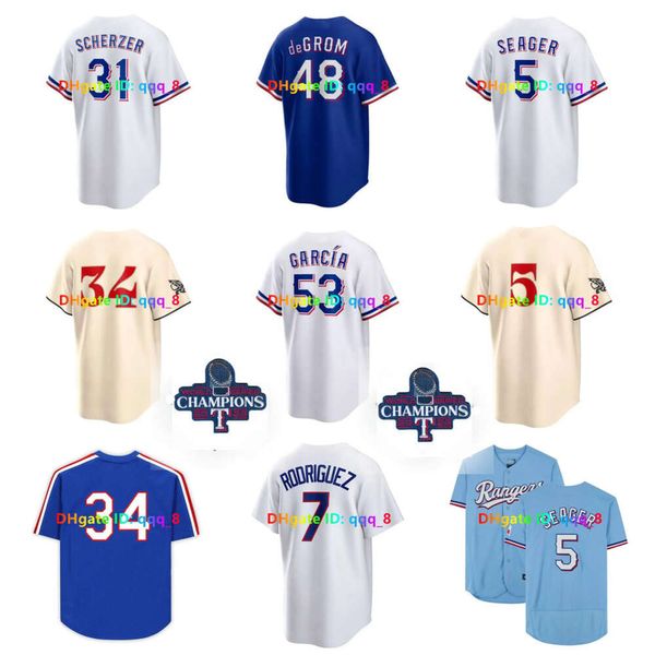 SL Corey Seager Adolis Garcia 2023 World Series Rangers Baseball -Trikot Nolan Ryan Ivan Rodriguez Josh Jung Marcus Semien Jacob DeGrom Max