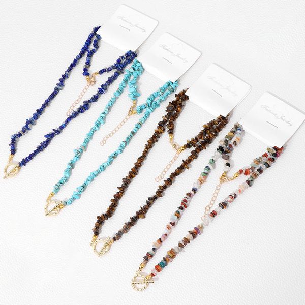Set di braccialetti con collane girocollo con perline in pietra naturale per donna Collana con fibbia a moschettone Collana con ametista Gioielli di moda