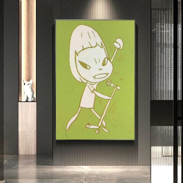 Kunst-Leinwand-Kunstdruck Yoshitomo Nara Sleepwalking Doll Singing Japan Painting Poster For Baby Kids Room Decor Unframed