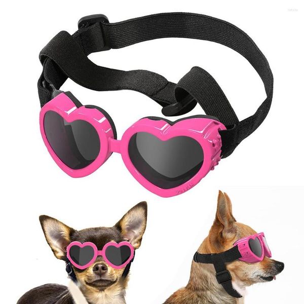 Abbigliamento per cani Occhiali da sole pieghevoli a forma di cuore per animali domestici Protezione per gli occhi antivento Occhiali da sole Accessori per cani e gatti