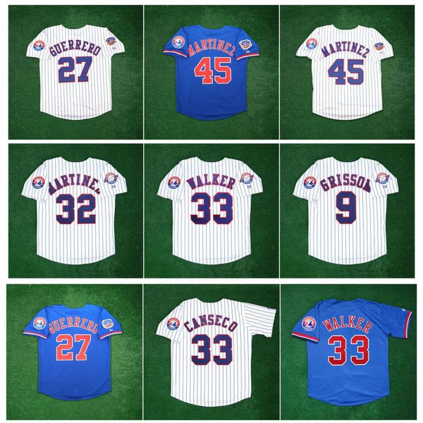 SL Vladimir Guerrero 1997 Jersey de beisebol Pedro Dennis Martinez Larry Walker Marquis Grissom Canseco com Jackie 50th