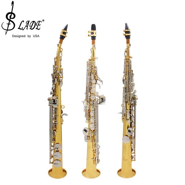 Set custodia in pelle per sassofono soprano in Sib, chiavi dritte oro argento, kit di manutenzione