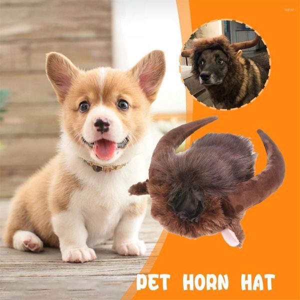 Katze Kostüme lustige Requisiten Bull Horn Perücke für Haustier Hund Kostüm Cosplay Vieh Kopfbedeckung Ochse Dämon Halloween Weihnachtsfeier Headw T4c8