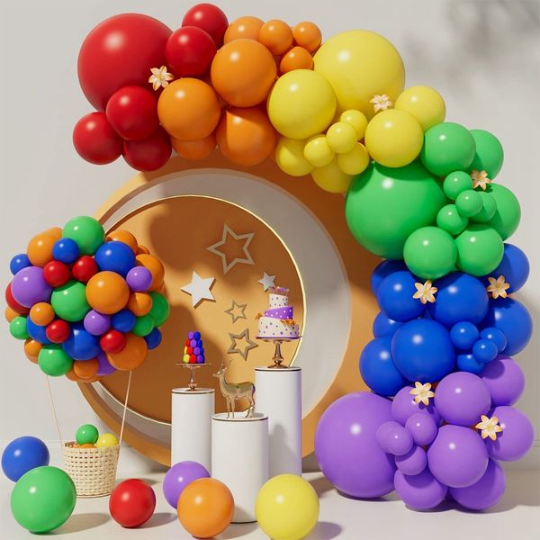 Outras festa de evento suprimentos coloridos de arco -íris colorido kit de balões de látex de látex de látex decoração de casamento decoração de aniversário decoração de bebê chá de bebê favorita 230504