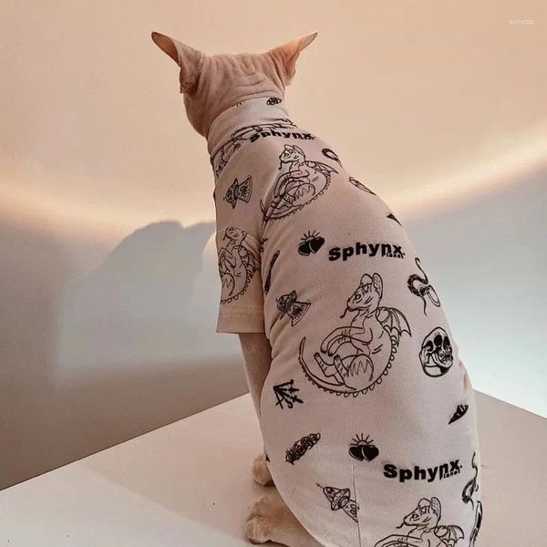 Kedi kostümleri spyhnx sfenks tüysüz kıyafetler rahat orijinal Devon Konis Dövme Yakın uygun rahat astar t-shirt pijamalar