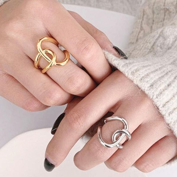 Anéis de casamento Minimalista vintage Cross Gold Color dedo simples Anel de prata para mulheres Presente de aniversário Anillo Bauge Jóias de moda