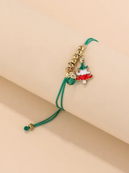 Braccialetti con ciondoli 1 ciondolo in lega di albero di Natale con braccialetto di elementi