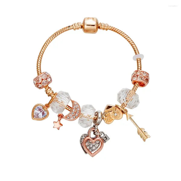 Braccialetti con ciondoli Braccialetti di design VIOVIA Braccialetti placcati in oro Freccia a forma di cuore per amore Ciondoli con ciondolo Bracciale con perline Creazione di gioielli Regalo di San Valentino