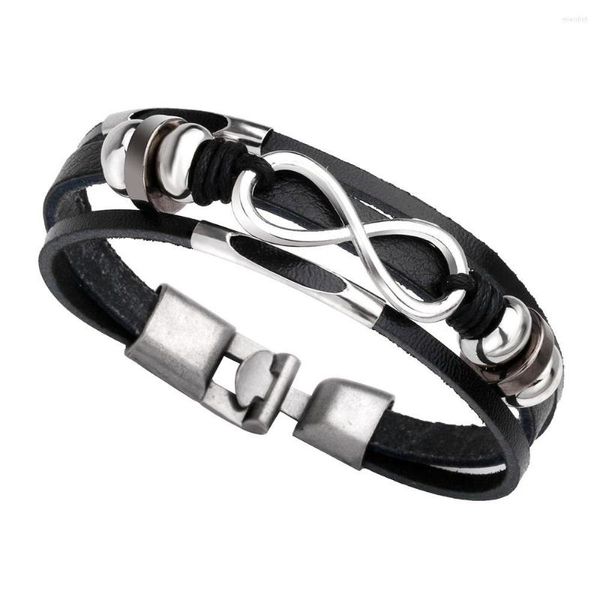 Bracciale di alta qualità fatti a mano in pelle e lega fibbia della cintura bracciali fascino nero design del polsino di moda per le donne uomini gioielli 2023