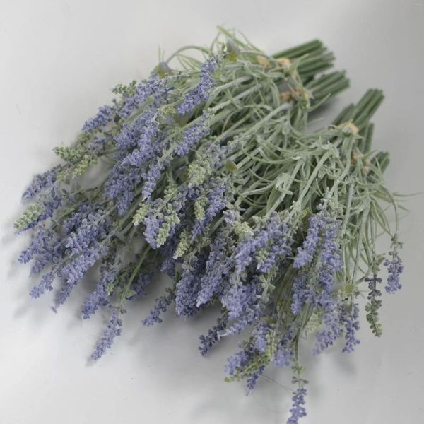 Flores decorativas buquê de lavanda artificial luz roxa lavanda falsa decoração de casa casamento