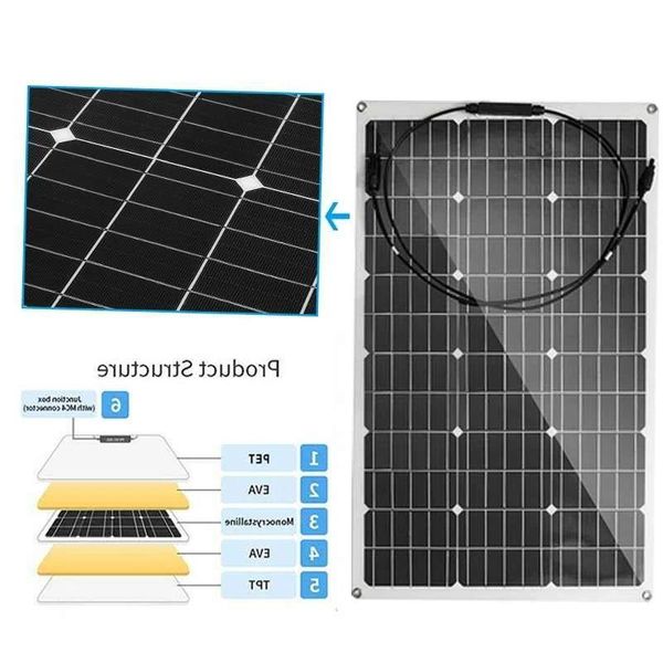 300W/150W 18V Güneş Paneli Yarı Flexible Monokristalin Güneş Hücresi DIY Kablo Su geçirmez Açık Araba RV Şarj Edilebilir Güç Sistemi CJXLT