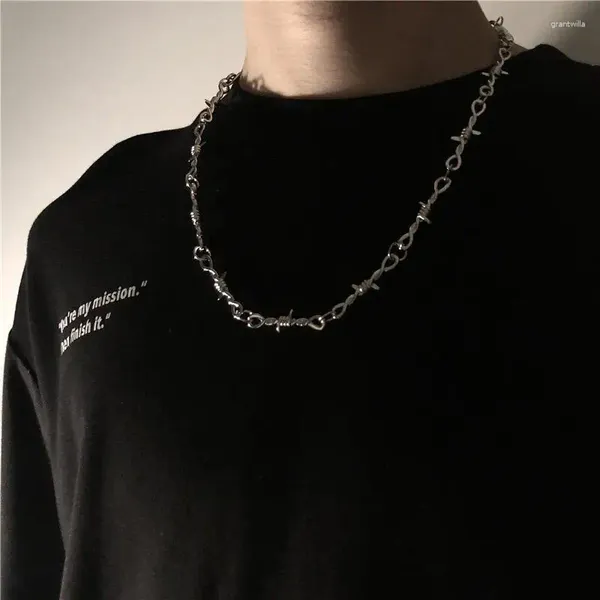 Anhänger Halsketten Mode Vintage Rock Choker Halskette für Frauen Männer Hiphop Gothic Punk Stil Stacheldraht Kleine Dornen Kette Geschenke cool