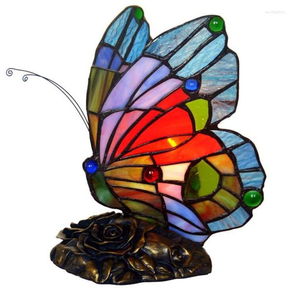 Tischlampen Bunte Glasschmetterling Kreative Lampe Für Foyer Schlafzimmer Bar Wohnung Nachtlicht H 22cm 1085