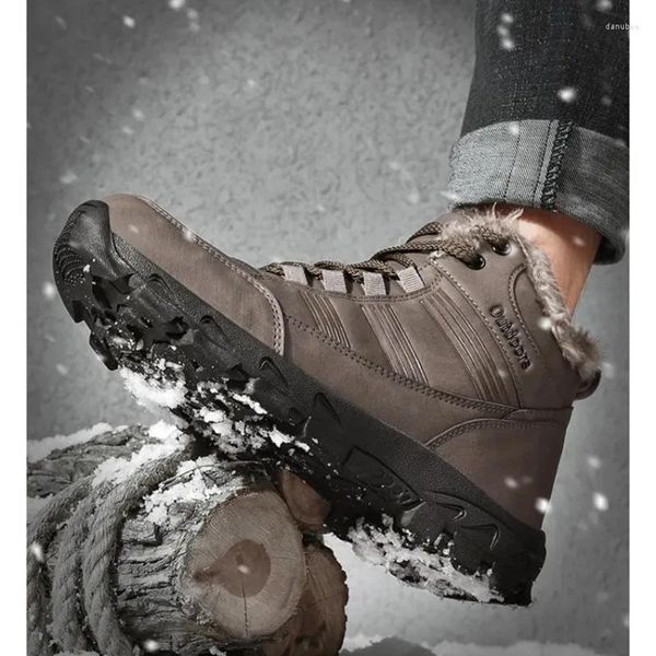 Botas Inverno Pelúcia Sapatos Térmicos Masculinos Ao Ar Livre Anti-Skid Low-Top Snow Sports Casual Ankle Platform