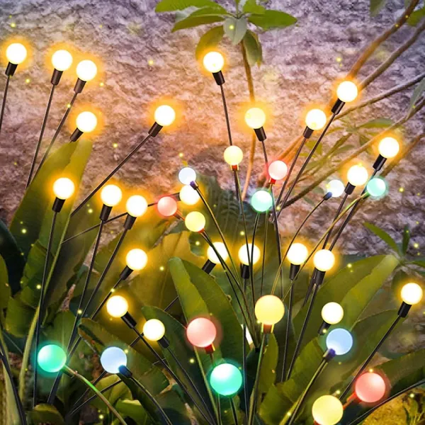 Luci solari lucciola Lampada da giardino a led impermeabile per esterni Lampada da giardino Altalena dal vento Luce solare Alimentata Paesaggio Cortile Decorazione del patio Luci ad energia solare Natale