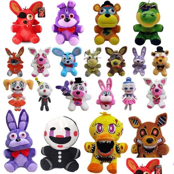 Animais de pelúcia de pelúcia por atacado 18 cm FNAF Toys Doll Kawaii Bonnie Chica Golden Y Surpresa Presente de aniversário para crianças Drop Deliver